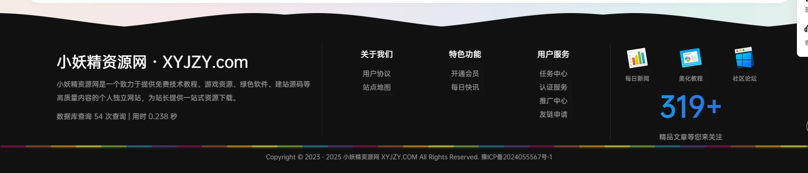 自定义woodpress子比主题底部footer页脚美化自适应-小妖精资源网-免费技术教程、游戏、软件、建站源码下载